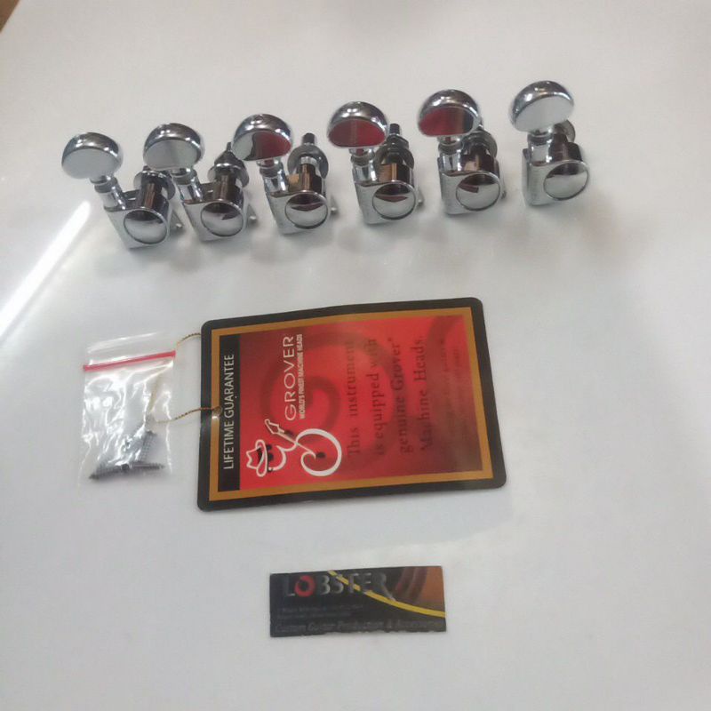6 inline Self Locking Romatic Tuners Silver Chrome Tuning pegs Grover
