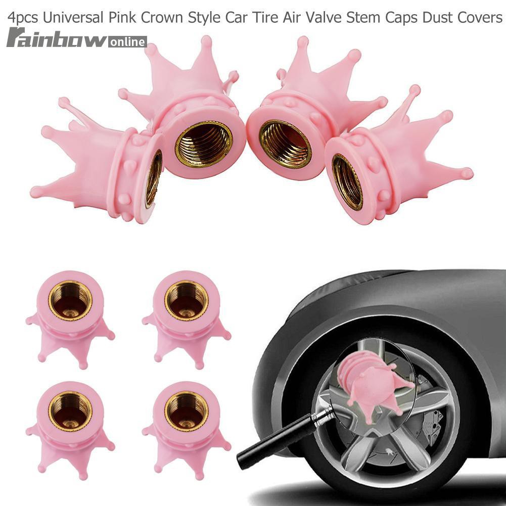 4pcs Crown Tyre Tire Wheel Stem Air Dust Valve Caps Car Truck Hot Rod Motorcycle