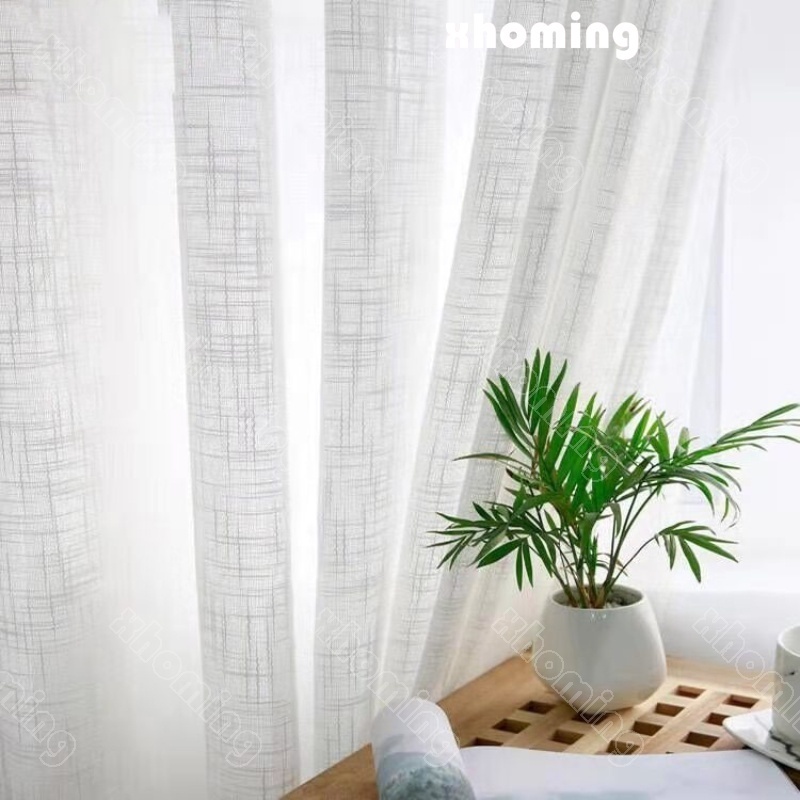 [Ready Stock]xhoming Big-Belly Yarn Linen Curtain White Transparent ...