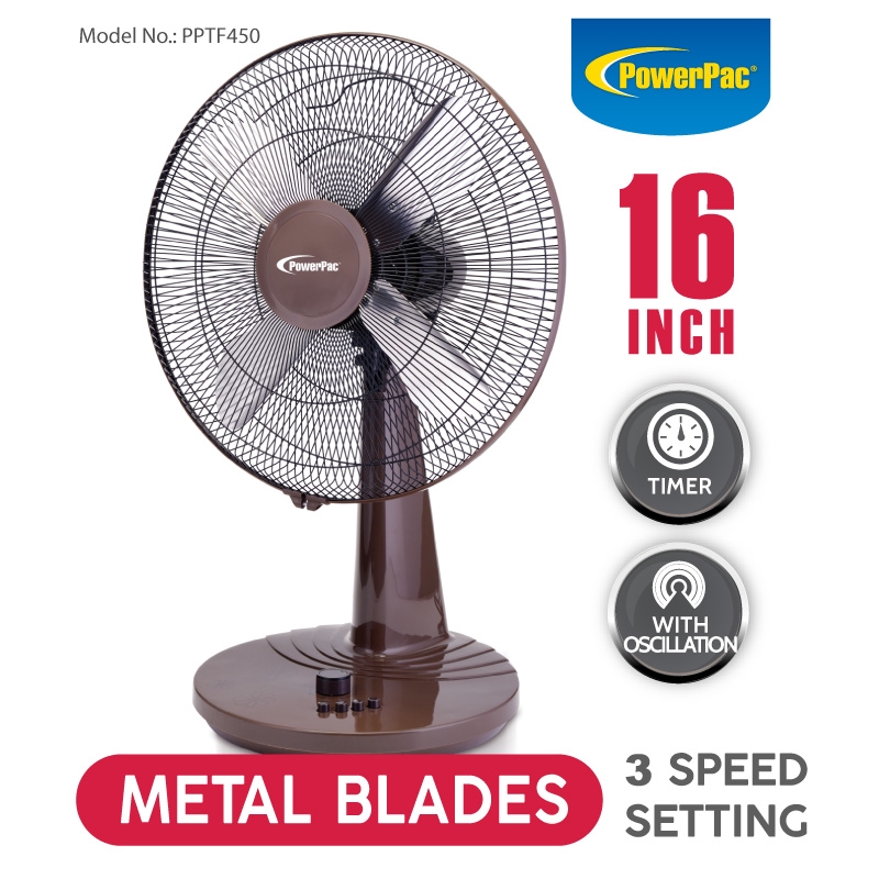 PowerPac Table Fan, Desk Fan 18 Inch with Oscillation (PPTF450) Shopee Singapore