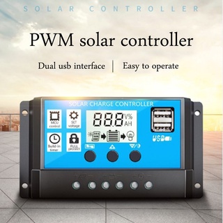 PowMr PWM Solar Charger Controller 10A 20A 30A 12V 24V Battery Charger LCD Dual USB Solar Panel