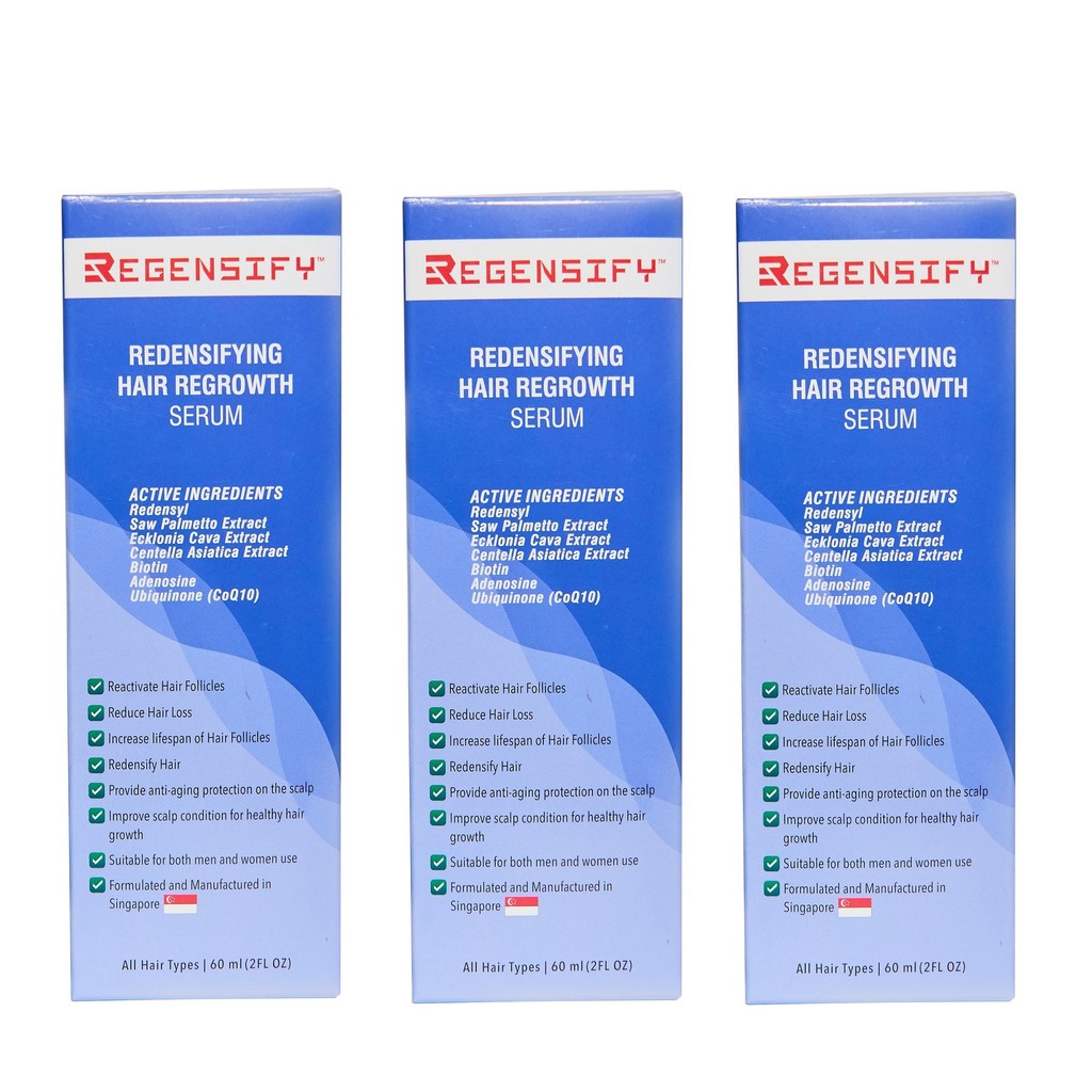 REGENSIFY Regrowth Serum Bundle Set 60 ml x 3 [Redensyl w Adenosine,  Biotin, Coenzyme Q10, Centella & DHT Blockers] | Shopee Singapore