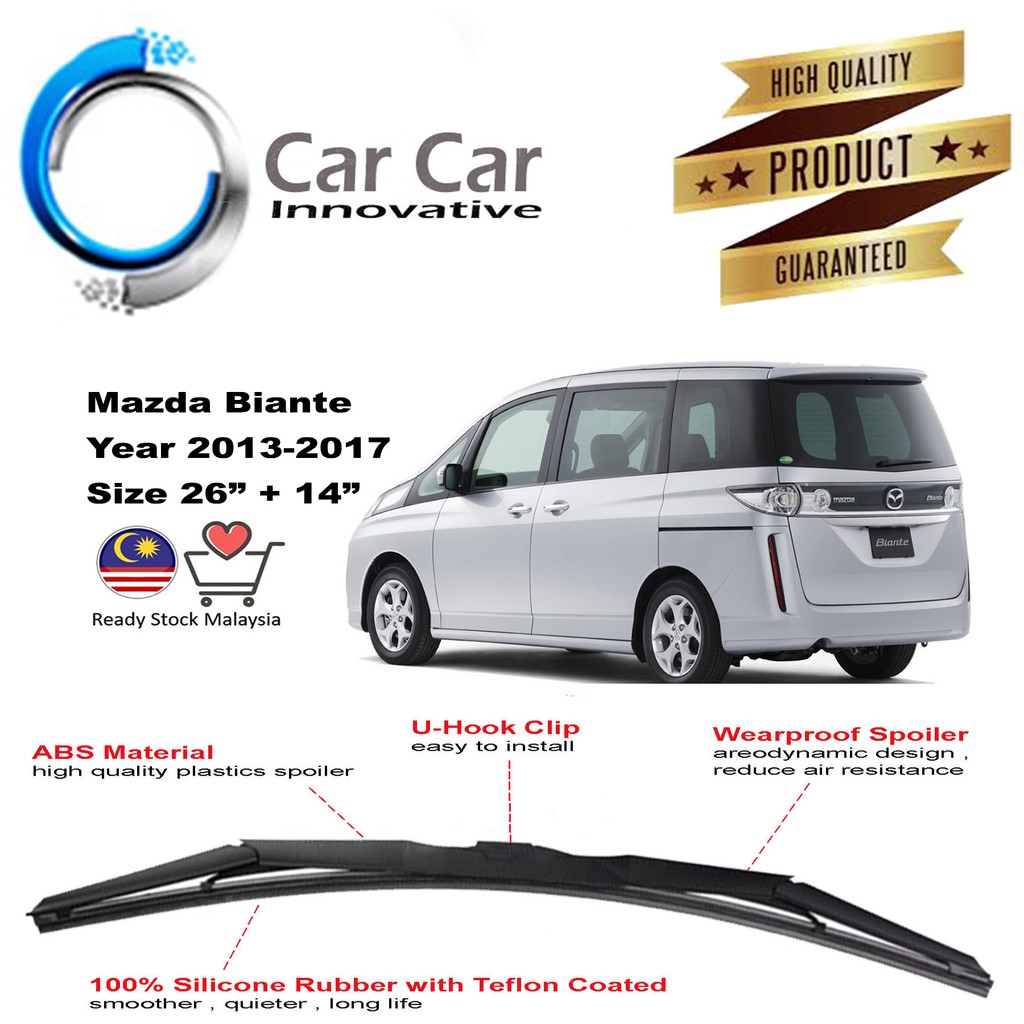 Shop Malaysia Mazda Biante Wiper 2013 2017 Silicone Wiper Blades Car Windshield 1 Pair Size 26 14 Shopee Singapore