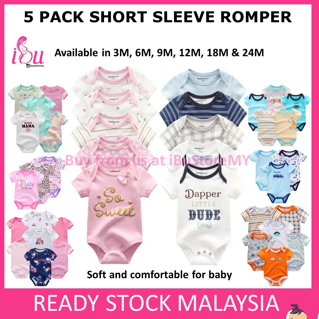 5pcs Baby Boy Girls Baby Rompers Newborn Infant Romper Boy Girl Jumpsuit Romper Baju Baby Murah Shopee Singapore
