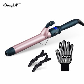 Image of CkeyiN 32mm LCD Hair Curler Temperature Adjustable Curling Iron Wand Styling Tool UK HS023