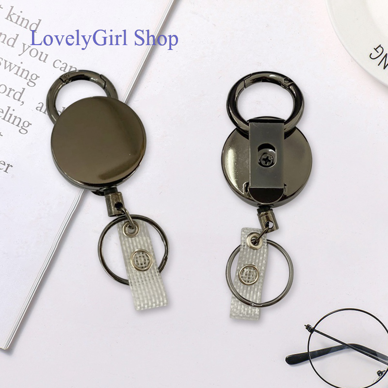 Retractable Metal Card Badge Holder Steel Ring Belt Clip Pull Key Chain CF 