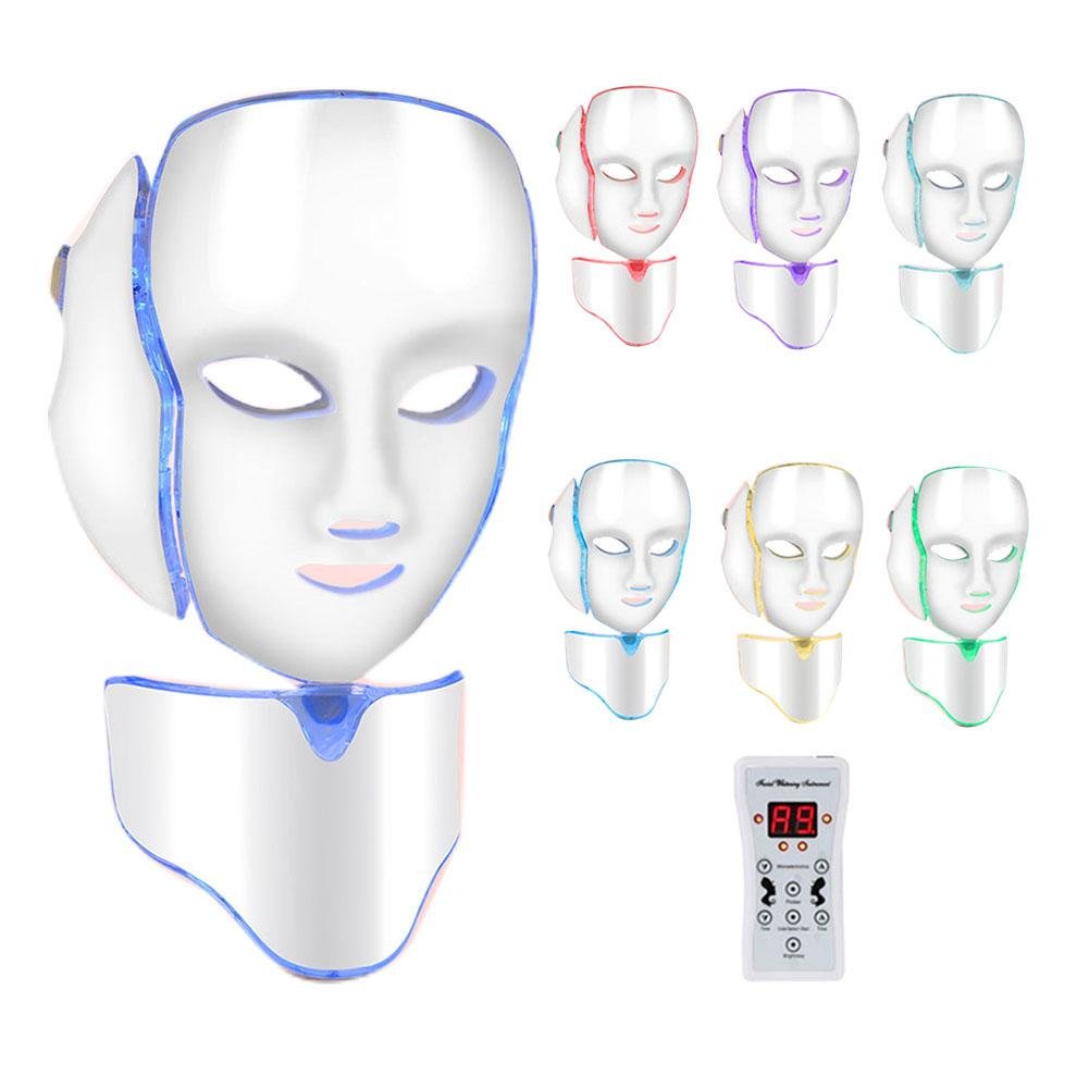 LED Photon Beauty Device 7 Colors Led Facial Mask Led Photon Therapy Face Mask Light Therapy Acne Mask Neck Beauty Led Mask