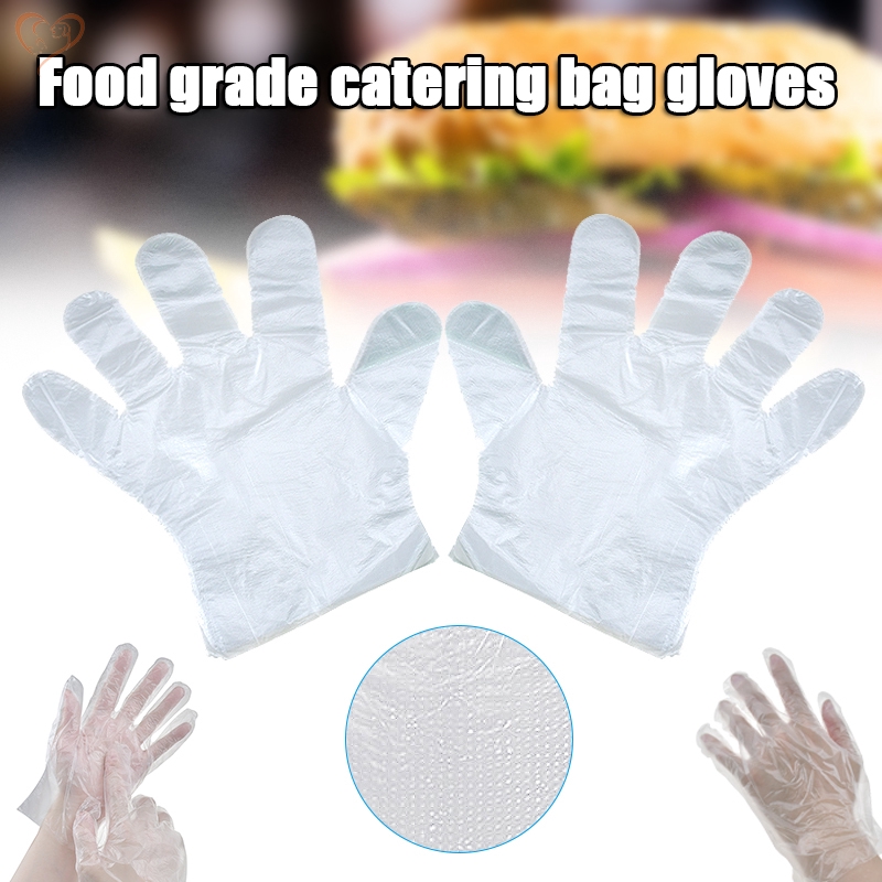 YiMU· 100pcs Disposable Food Prep Gloves Plastic Food Grade Transparent
