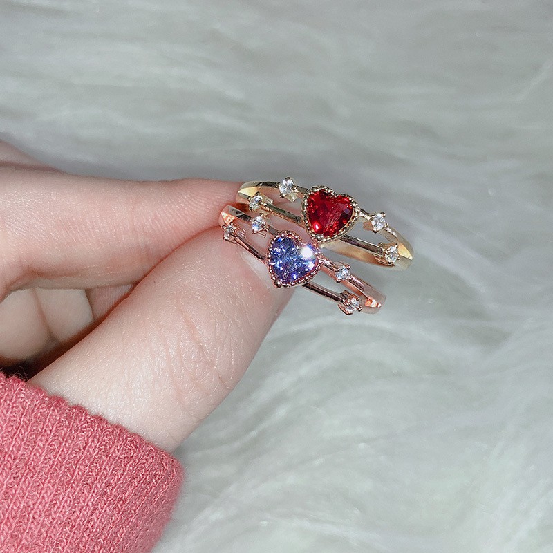 送料無料（一部地域を除く）】 K18 Double Heart Ruby Diamond Ring
