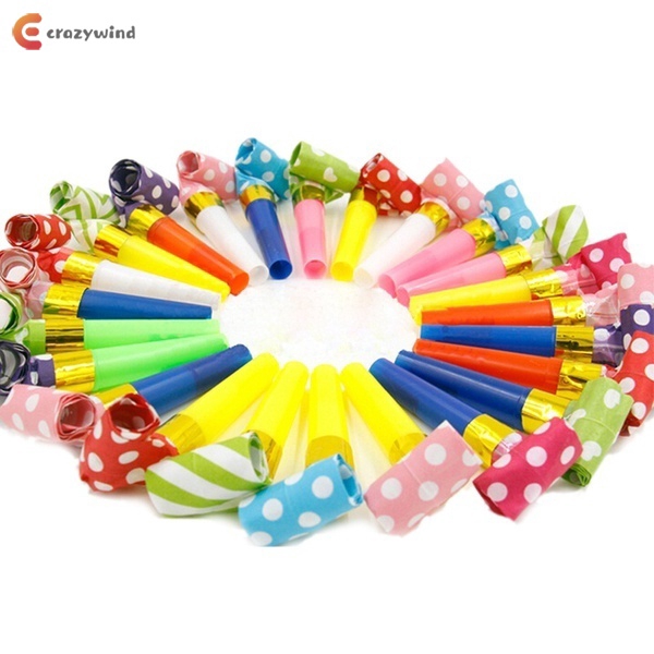 100pcs Party Favor Blowers Blowout horns Loot Goody Kid Birthday Favour Supplies 