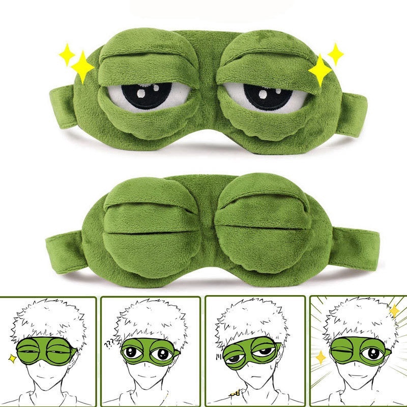 Women Men Soft Portable Travel Sleep Eye Masks / Sad Frog Designed 3D Cartoon Natural Sleeping Eyeshade / Sleeping Eyes Cover / Funny Rest Blindfold / Fashion Padded Eye Patch
