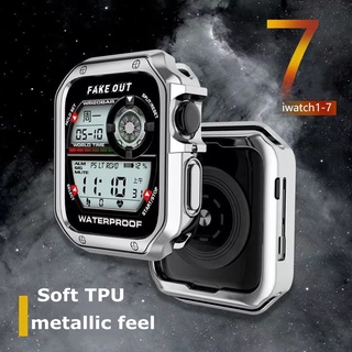 Armor Tup Rubber Case Voor Apple Horloge series 7 6 Se 45Mm 41Mm Shell Plating Harde Beschermhoes Voor Iwatch serie 6 5 4 size 40Mm 44Mm 38Mm 42Mm