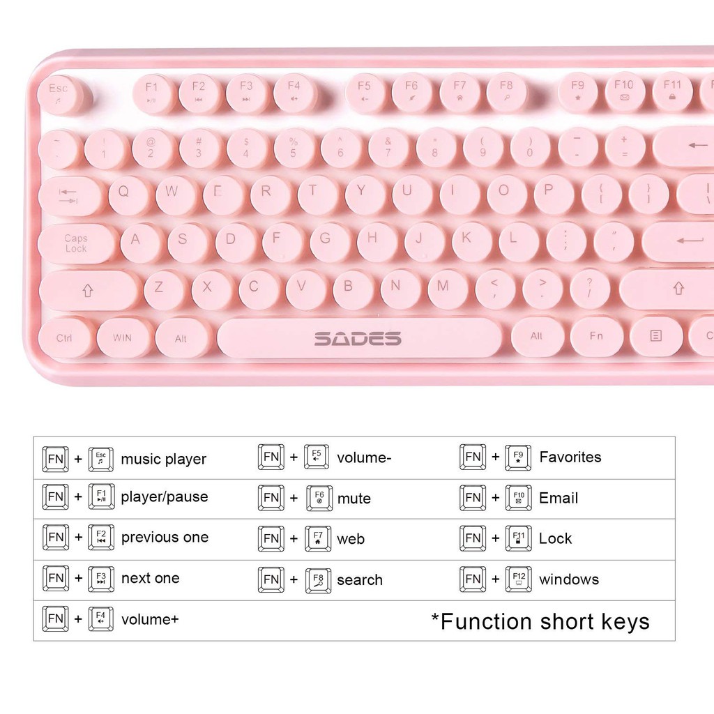 Wireless Keyboard And Mouse Combo Sets Pink Keyboard With Round Keycaps 3 Dpi Shopee Singapore