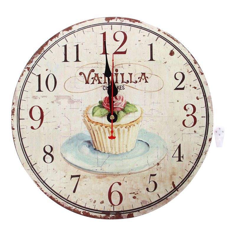 Floral Wall Clock Vintage Shabby Chic Pastel Style 34cm Wall Clock Home Bedroom Retro Kitchen Quartz Pattern Vanilla Shopee Singapore