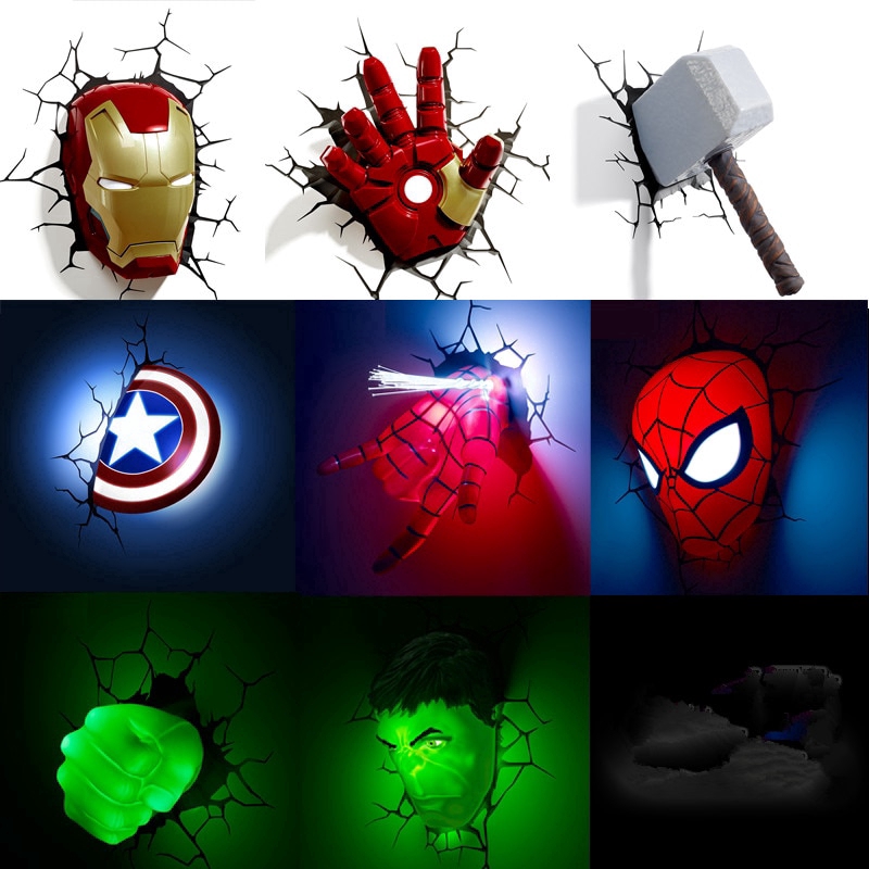Marvel avengers LED wall lamp bedroom living room 3D Light Ironman for