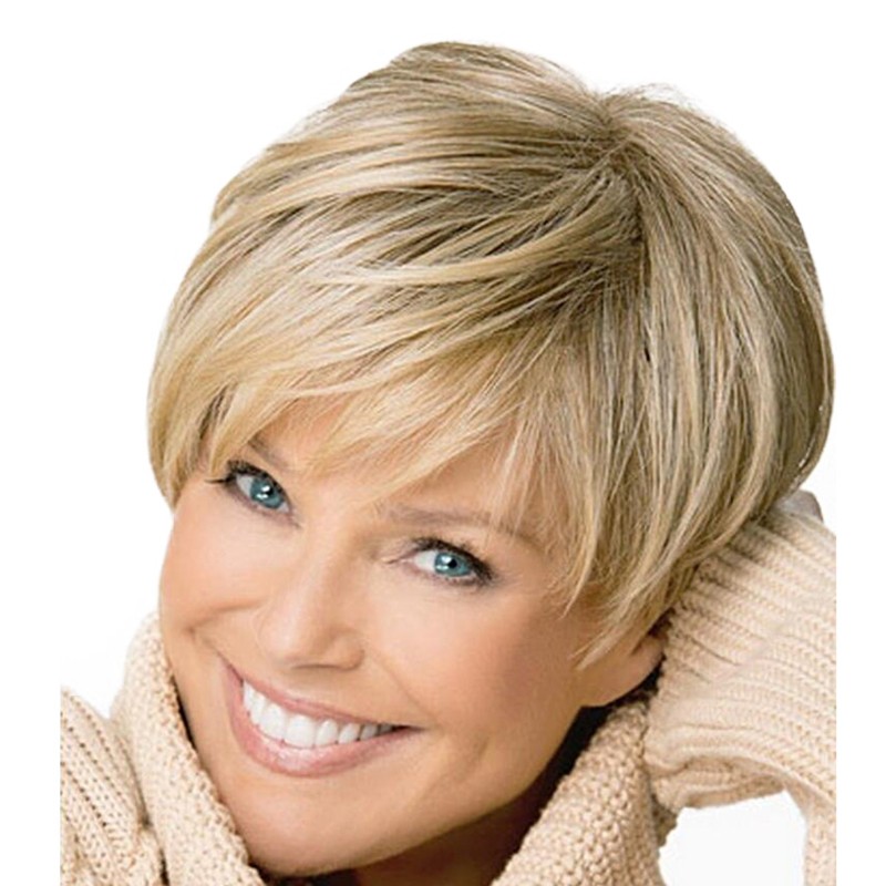 Light Blonde Boy Cut Short Pixie Straight Cosplay Full Wig For