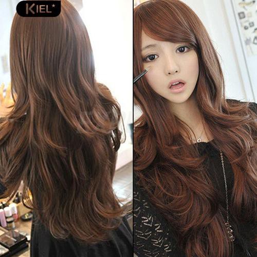 Women S Sexy Fashion Long Wavy Curly Hair Full Wig With Angled