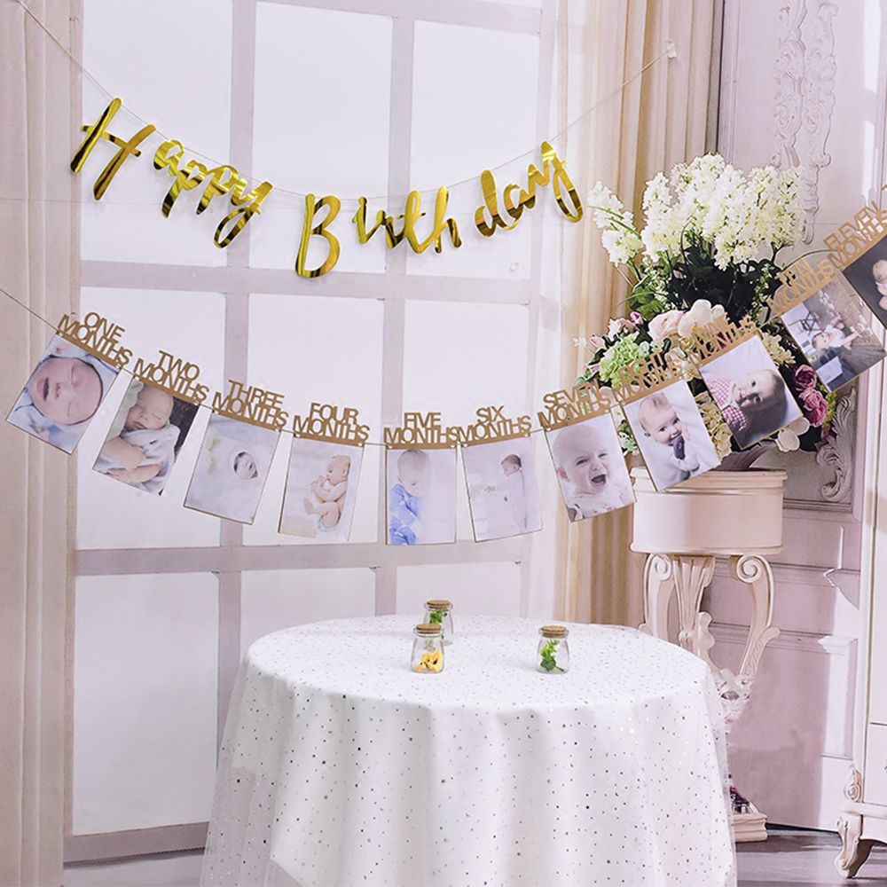 12 Months Bunting Banner Boy Girl Baby Shower Decorations 1st Birthday Party Shopee Singapore