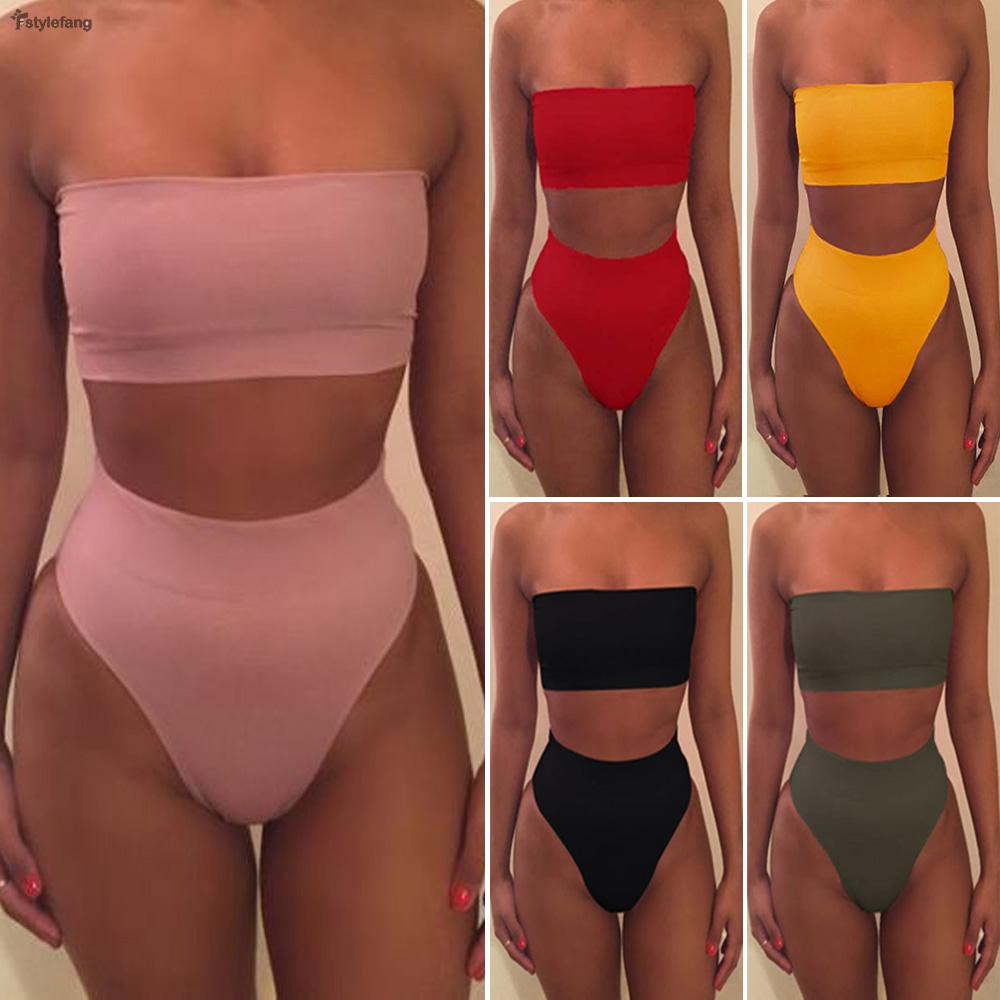 red tube top bathing suit