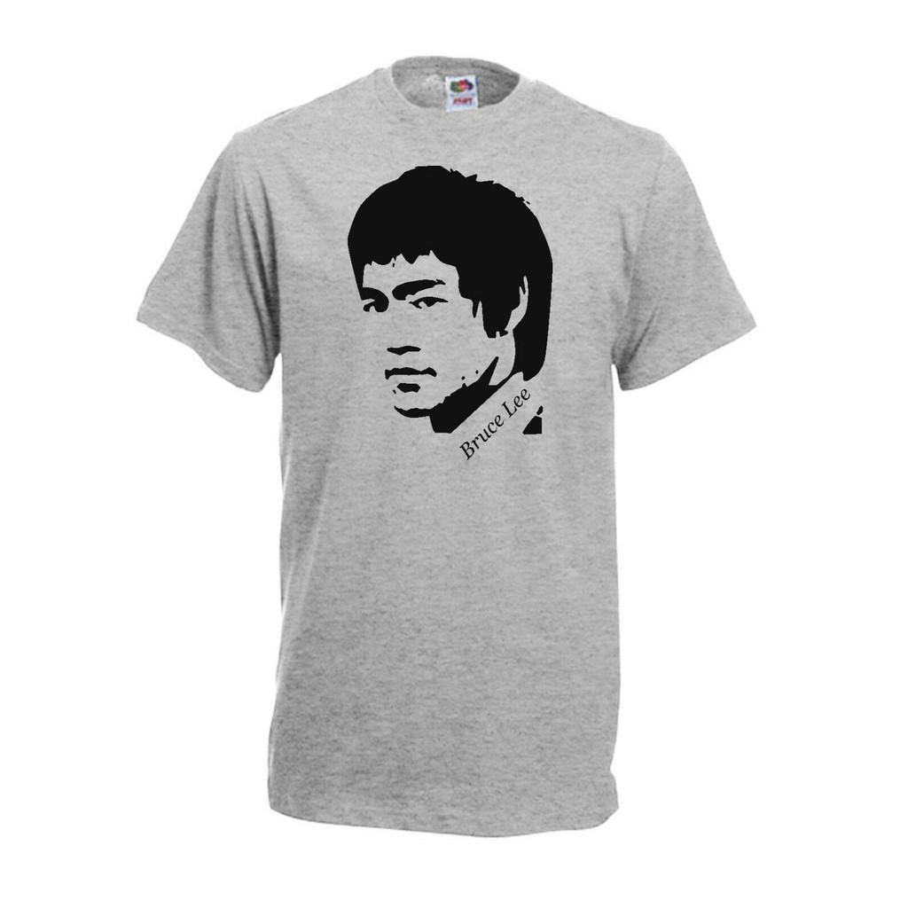 Bruce Lee stencil silhouette Men T Shirt print retro ico  