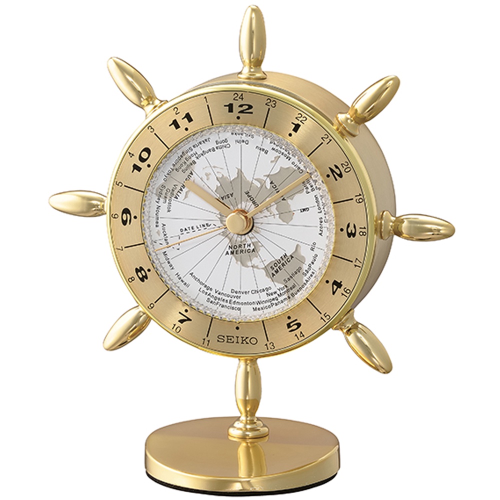 Seiko World Time Ship Wheel Mantel Desk Clock QHG107G Shopee Singapore
