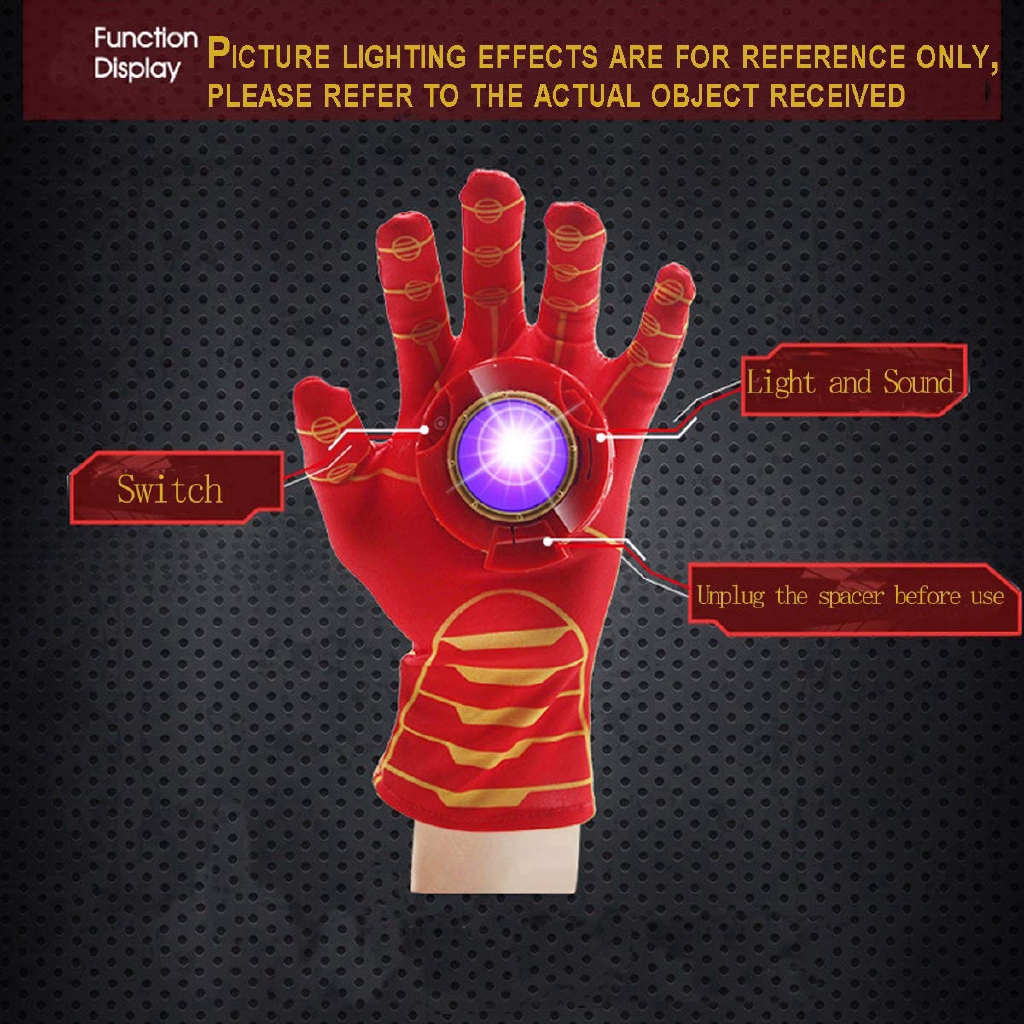New Cosplay Gift Iron Man Hand Gloves With Light Boys Kids Toys Pretend
