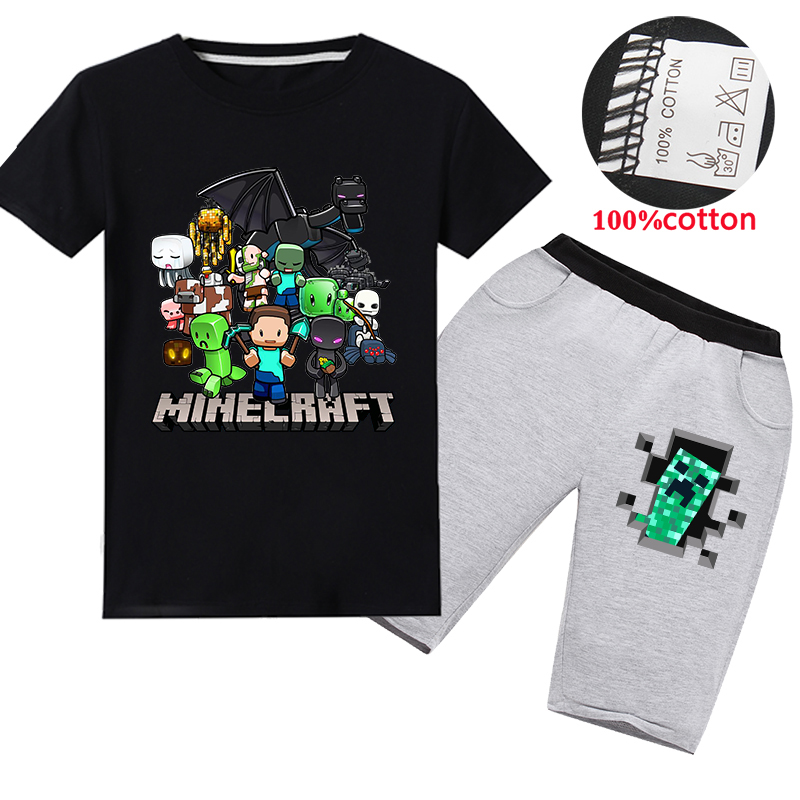 Spot 2020 Hot New Big Boys Sets Girl Clothes Suits Minecraft T Shirt Kids Shorts Set Shopee Singapore - fashion top bottoms roblox set kids clothes t shirt pant boy girl suit shopee singapore