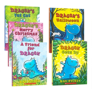 5 Books/set Scholastic Dragon By Dav Pilkey English Picture Reading ...