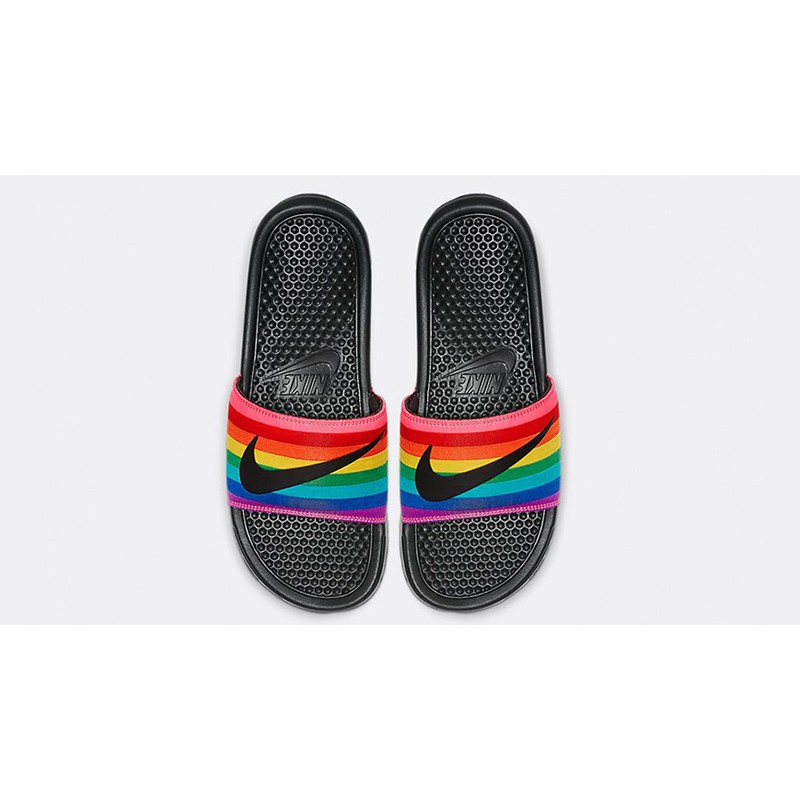 nike rainbow slippers