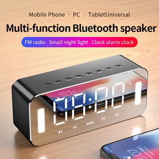 Best quality🚀Flash Ship🚀H8 Bluetooth Speaker Stereo and Alarm Clock with Both Sides LED Mirror FM Call MP3 TF AUX