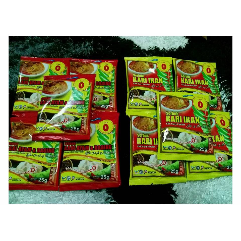 Serbuk Kari Ikan, Ayam & Daging Cap O 25G ORIGINAL COMBO 