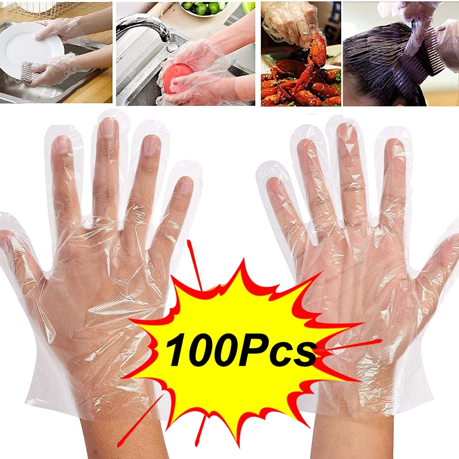 clear plastic disposable gloves