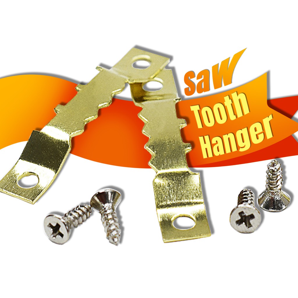 100 Sets Golden Saw Tooth Hooks Hardware With Screws Sawtooth Hangers 【SALE／80OFF】