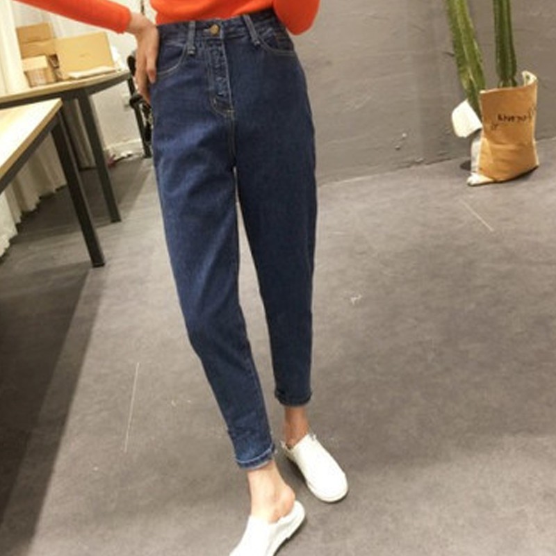 Women Loose High Waist Mom Jeans Classic Tapered Jeans Shopee Singapore