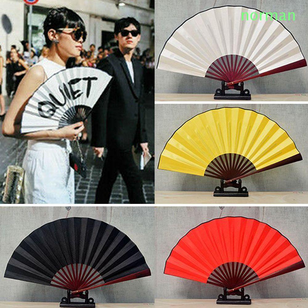 Folding Hand Held Fan Black DIY Blank Silk Chinese Style for Calligraphy Drawing 