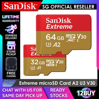 SanDisk Extreme MicroSD Card A1 32GB 100MB/s 64GB 190MB/s QXAF QXAH 12BUY.SG