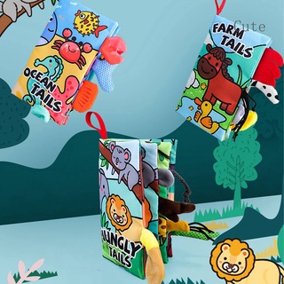 CUTEIU Cute Animals Tails Soft Rattle Cloth Book For Children Educational Toys #0