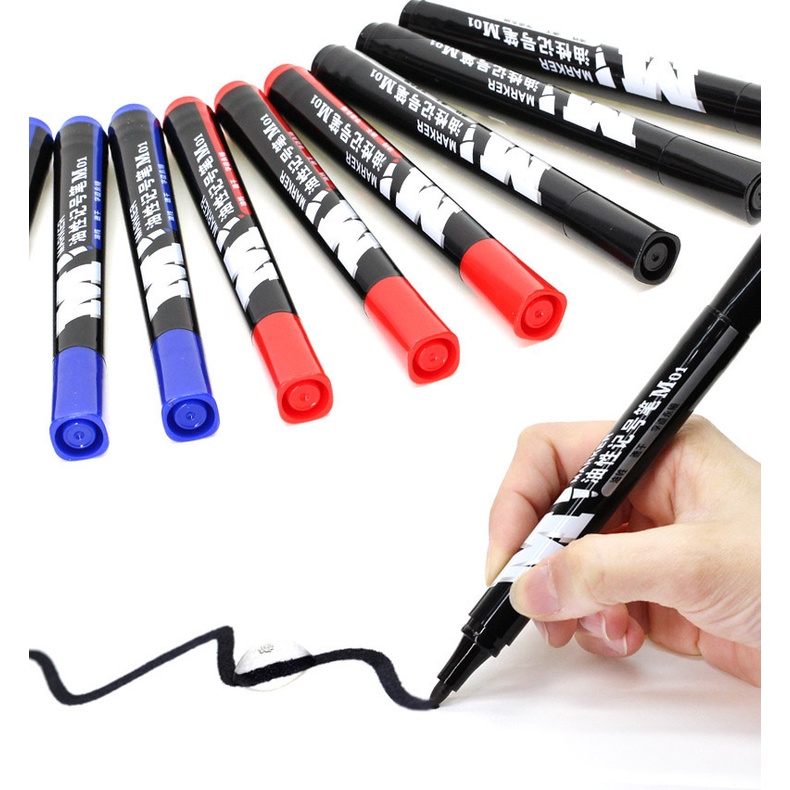 Mixshop Oil Based Permanent Marker Pen, Waterproof Black Pen, Fast Dry ...