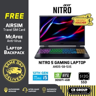 Acer Nitro 5 Gaming Laptop - Intel i5-12500H Processor - RTX3050i 4GB GDDR6 - 144Hz 15.6” FHD IPS (AN515-58-51J5 - 2Yr)