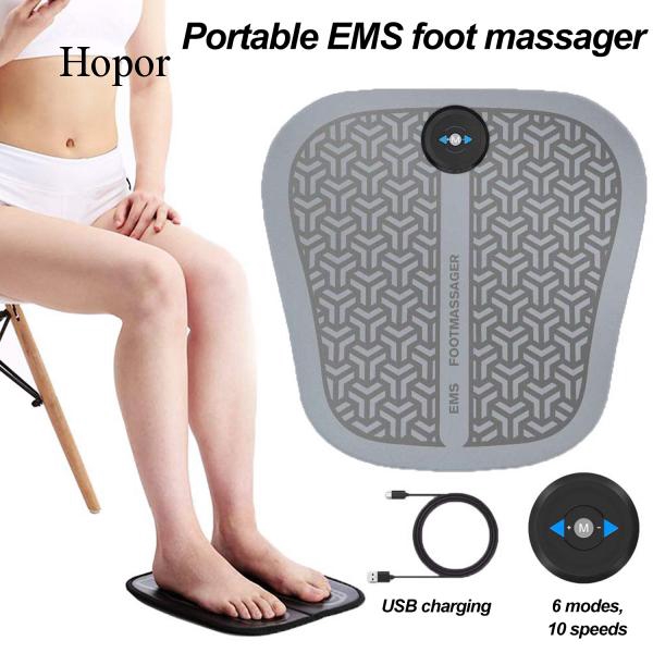 Hopor Portable Electric Ems Foot Mat Pad Massager Machine With 6 Mode