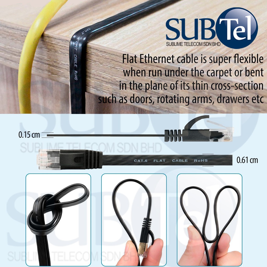 Cat6 Flat Patch Cord Lan Cable Gigabit Ethernet 10g Rj45 Utp 0 25m 0 5m 1m 2m 3m 5m 8m 1 2 3 5 8 Meters 25cm 50cm Shopee Singapore