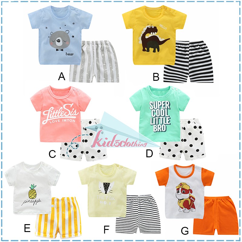 2pcs Summer Baby Cute Short Sleeve Cartoon Print Cotton Tops T Shirtshorts 0 5y - official umr shirt roblox