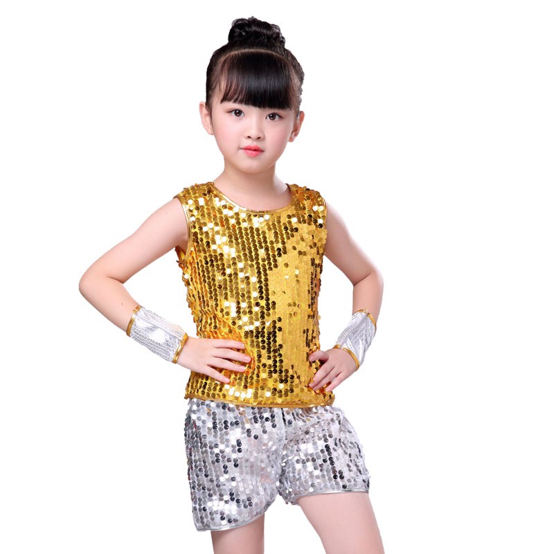 gold sequin dance top