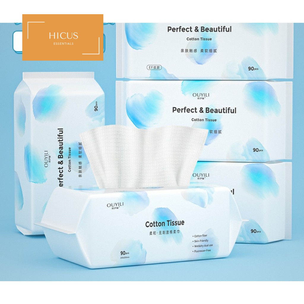 Sg Stock 100 Cotton Extra Thick Facial Cotton Tissues Wet Dry Use Lint Free Tissues Ouyili