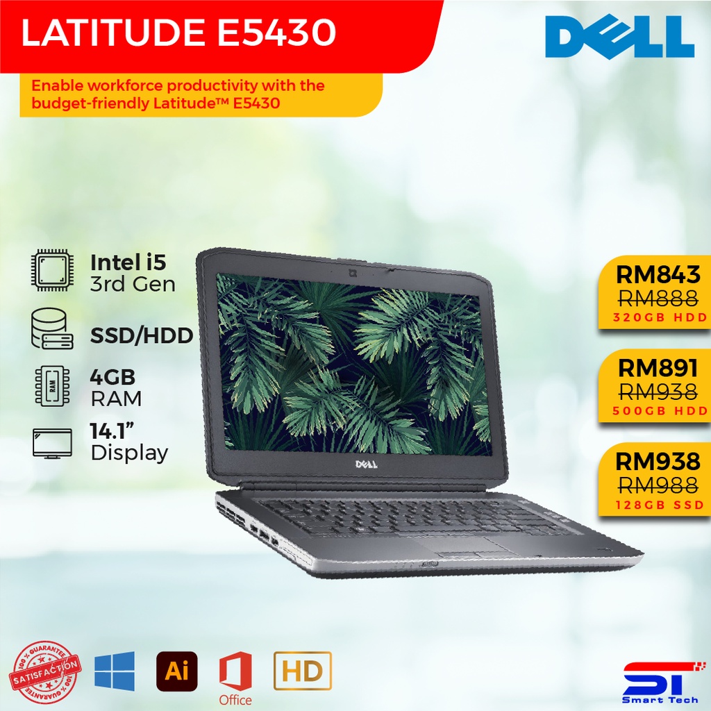 Laptop Murah Dell Latitude E5430 I5 3rd Gen 4gb 320gb 500gb 120 128gb Ram Hdd Ssd 14 Inch Budget Laptop Shopee Singapore