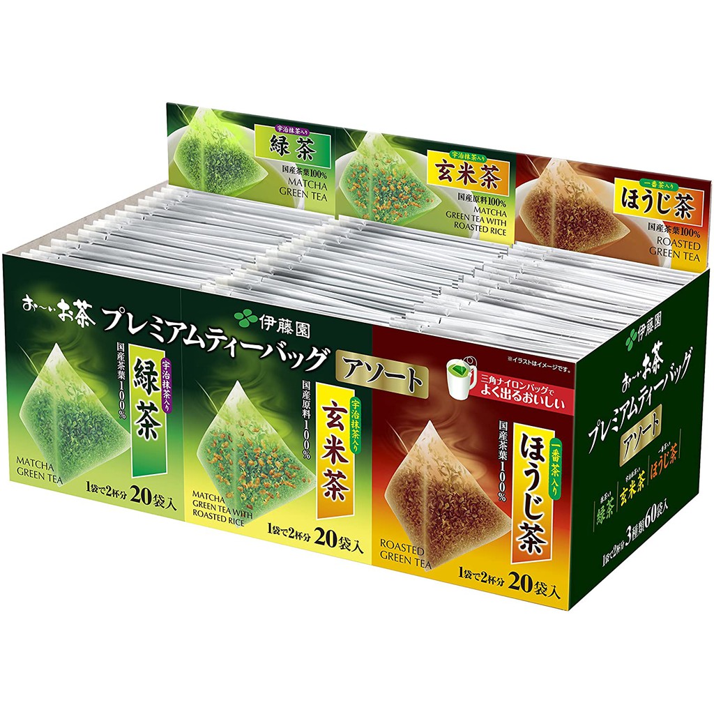 Japan Ito En Green Japanese Blend Premium Tea Bags 60 bags Mixed Assorted Green Tea Roasted