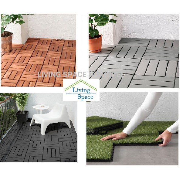 Shop Malaysia Runnen 9 Pieces Floor Decking Artificial Floor Wood Plastic Flooring Indoor Outdoor Brown Grey Shopee Singapore