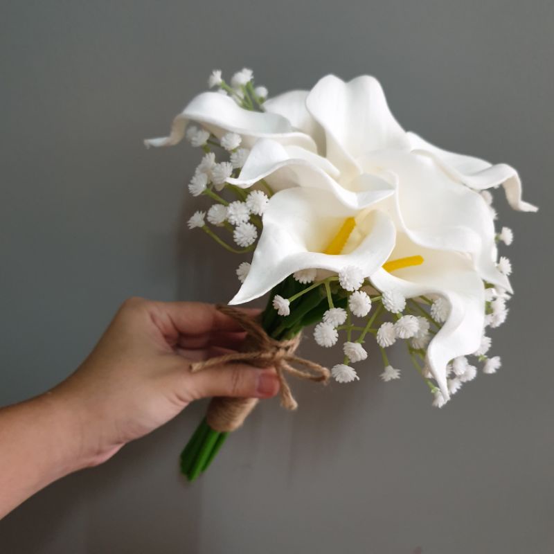 Bunga Tangan Pengantin Wedding Hand Bouquet Calla Lily Bouquet Home Flower Decor Shopee Singapore