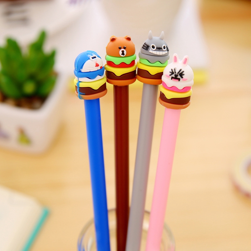 Cartoon cake burger gel pen student with a 0.38mm black refill ...