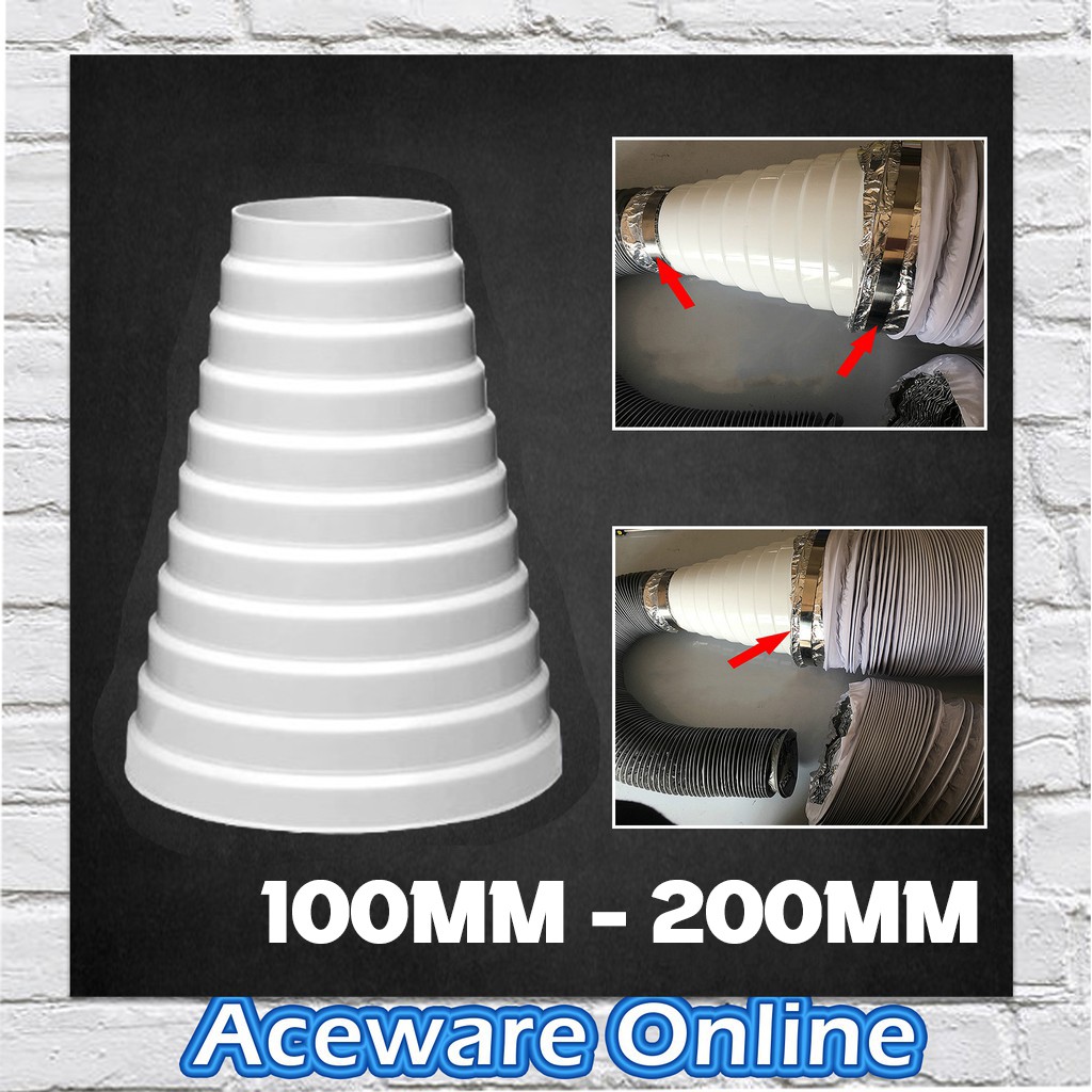 100mm to 200mm Aluminium Ducting Pipe Reducer Connector for Air Ventilation System Duct Reducer